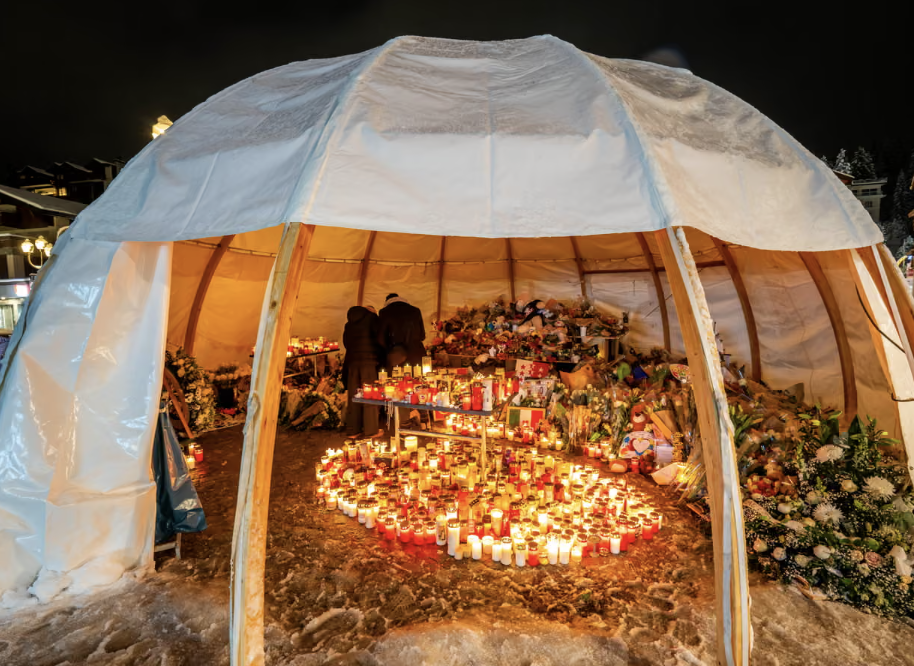 İsviçre bar yangını mağdurları için Crans-Montana'da bir anıt alev aldı