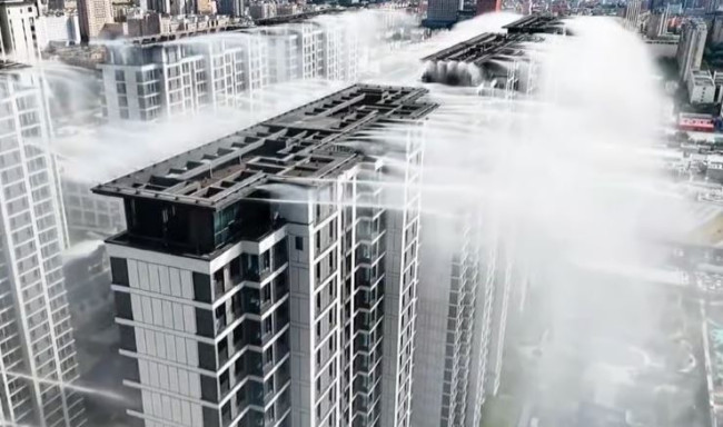 Apartman kuleleri, sıcak hava dalgasını yenmek için yapay yağmur üretiyor