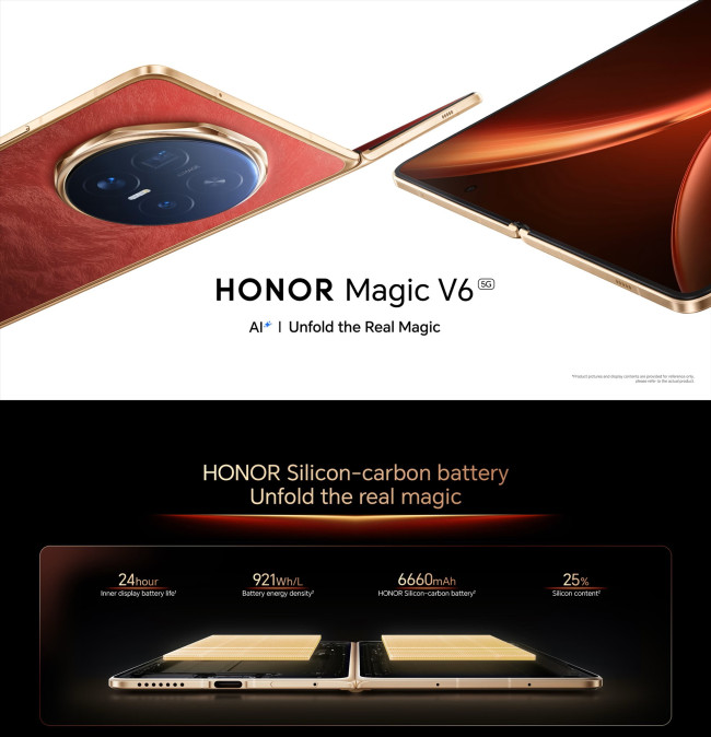 Honor, yeni katlanabilir telefonlarında 6.600 mAh batarya piyasaya sürdü