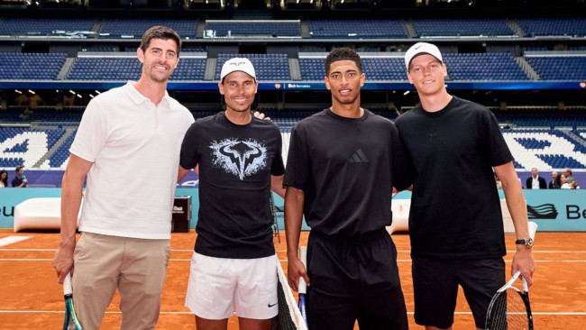Nadal, Sinner, Bellingham ve Courtois Bernabéu'da dostça bir tenis rallisi için takım oluyor